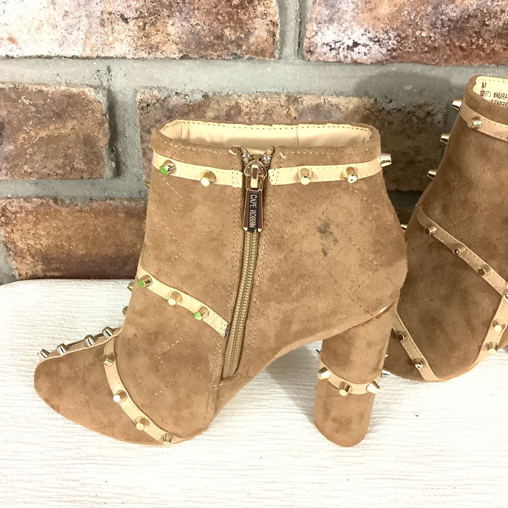 CAPE ROBIN “Maura” Studded Faux-Suede Quilted Booties - Picture 12 of 12